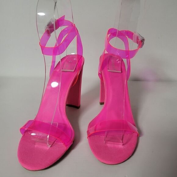 Qupid neon fuschia transparent ankle-strap sandal - Picture 3 of 13